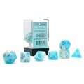 Time2Play Cube Gemini Luminary Pearl Turquoise & White Dice with Blue Numbers, Set of 7 TI3305374
